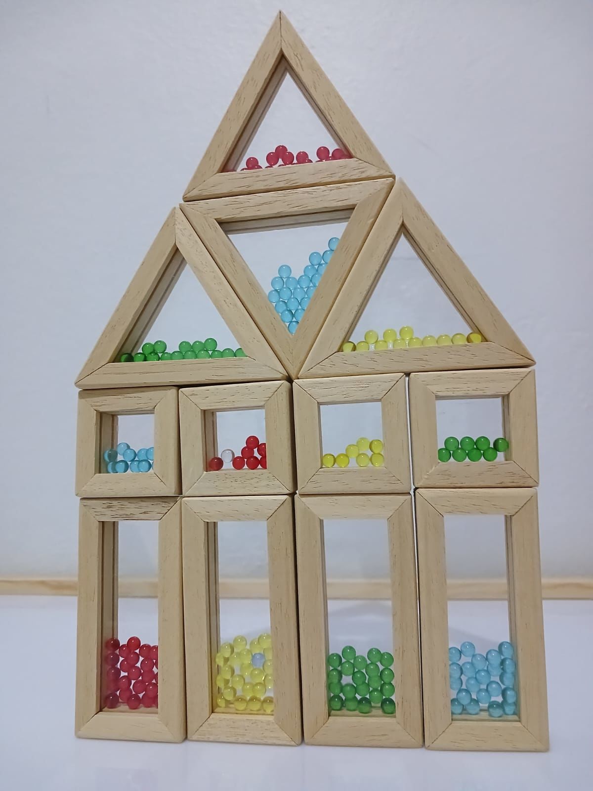 Waldorf Ahşap 12'li Boncuklu Rainbow Blokları