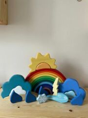 Ahşap oyuncak waldorf hava durumu durumu seti