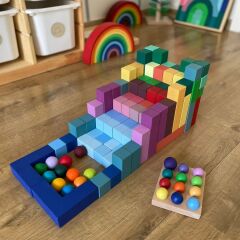 Ahşap Oyuncak Waldorf Oyuncak Piramit küp set