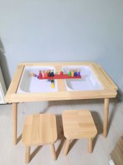 Ahşap Çift Tabureli Duyu Etkinlik Masası