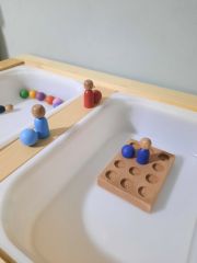 Ahşap Çift Tabureli Duyu Etkinlik Masası