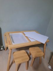 Ahşap Çift Tabureli Duyu Etkinlik Masası