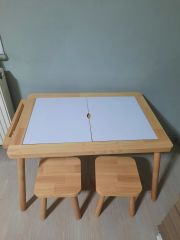 Ahşap Çift Tabureli Duyu Etkinlik Masası