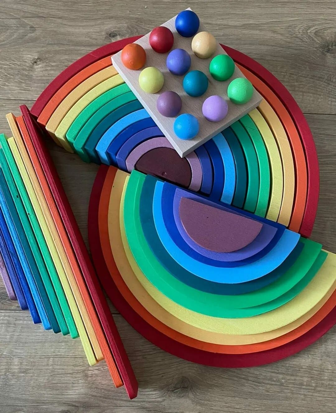 Ahşap Oyuncak Renkli Toplar ve Waldorf Set 4'lü