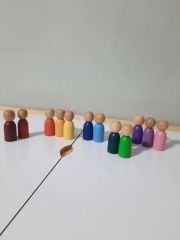 Ahşap Oyuncak 12'li Peg Bebek Set