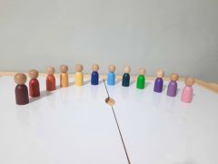 Ahşap Oyuncak 12'li Peg Bebek Set