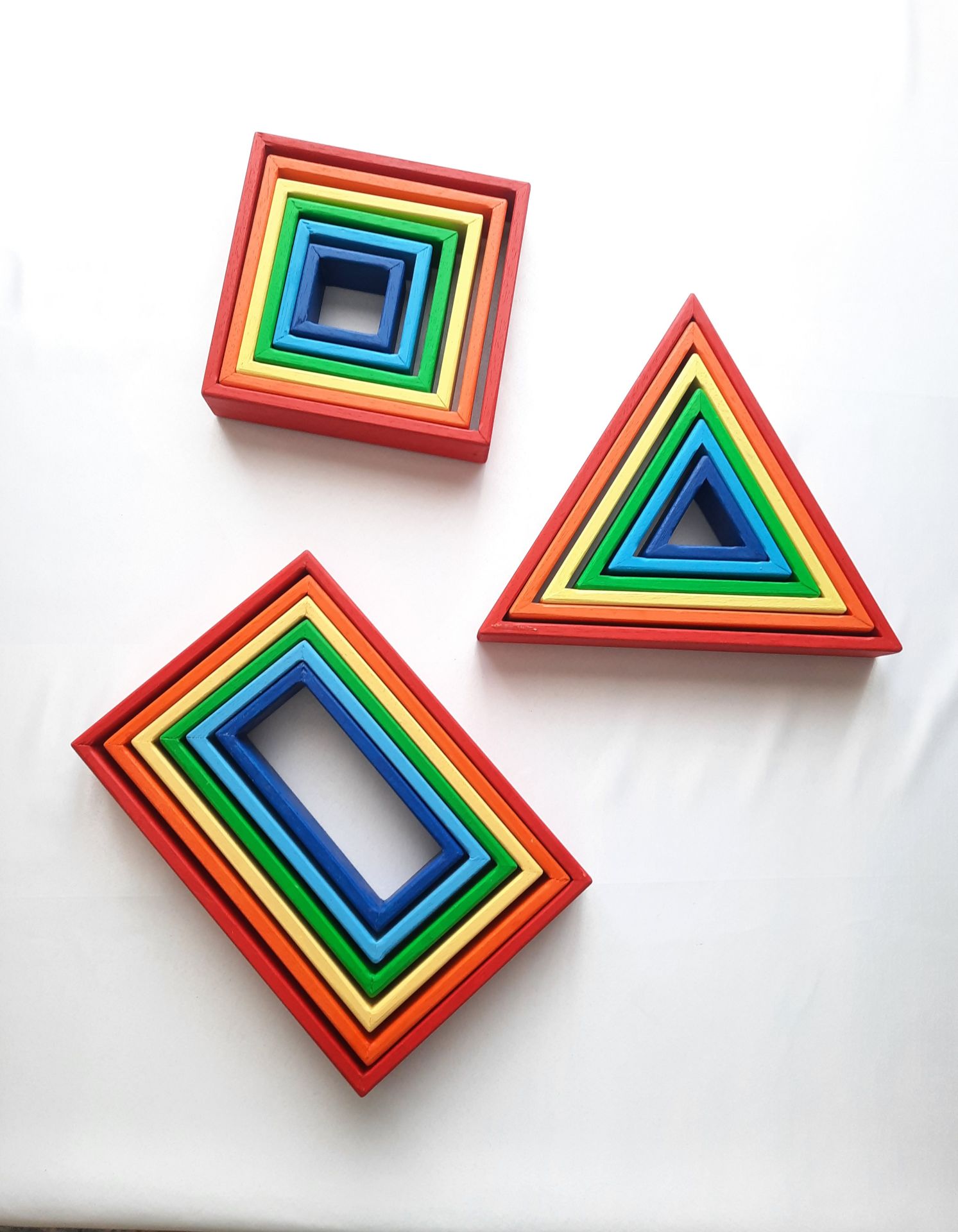 Ahşap Oyuncak Gökkuşağı Waldorf Geometrik Şekilleri