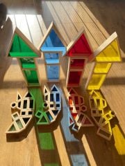 Waldorf Ahşap Ouncak 60 Parça Rainbow Blokları