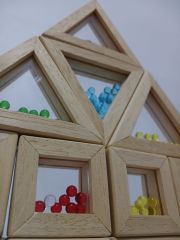 Ahşap Waldorf 24'lü Kumlu Boncuklu Rainbow Blokları
