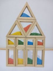 Ahşap Waldorf 24'lü Kumlu Boncuklu Rainbow Blokları