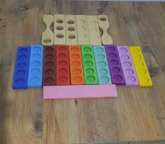 Ahşap Waldorf Gökkuşağı Mandala Blokları Sıralama ve Sınıflandırma Seti