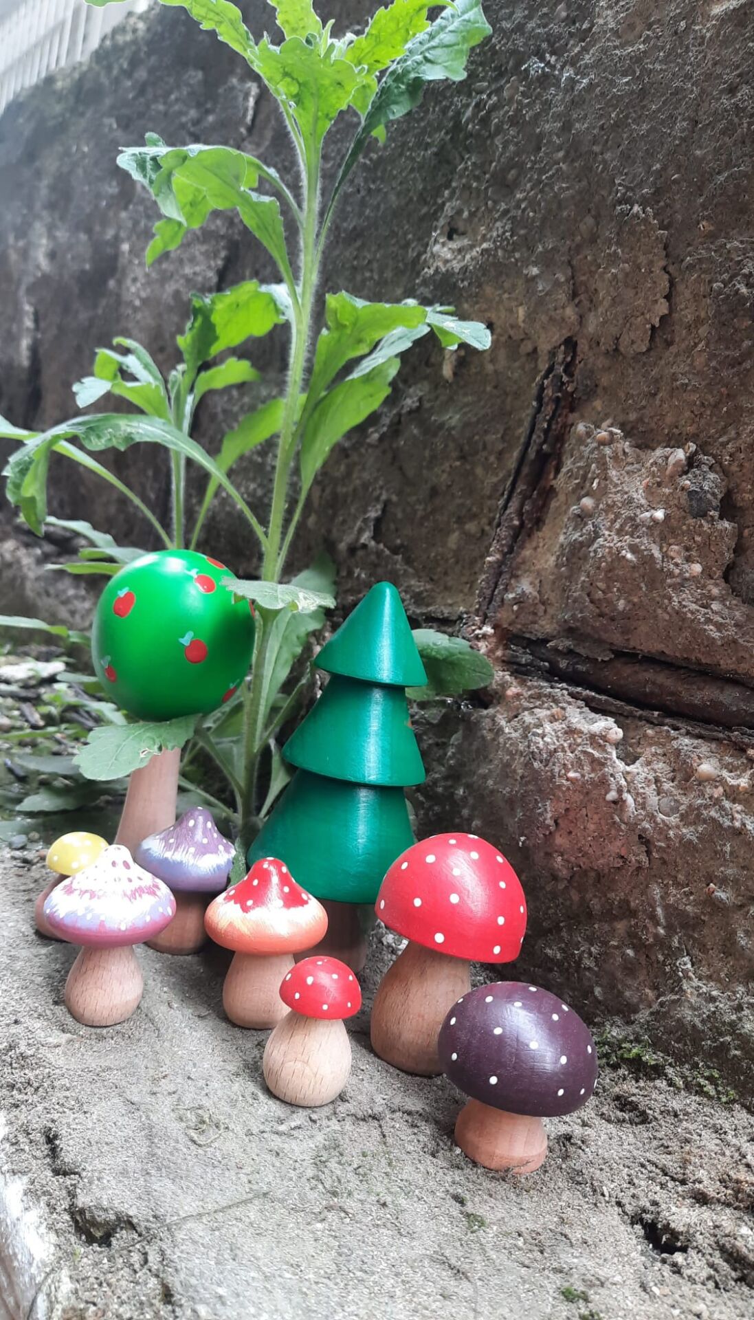 Ahşap oyuncak  mantarlı ağaç set